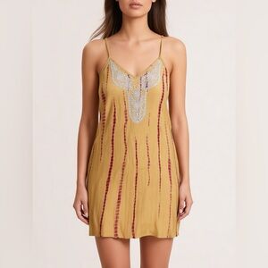 EARTHBOUND Yellow and Red Striped Mini Dress
